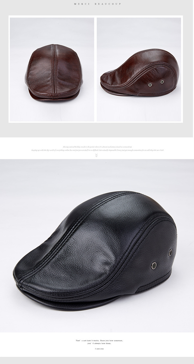Leather Beret Cap Image 1