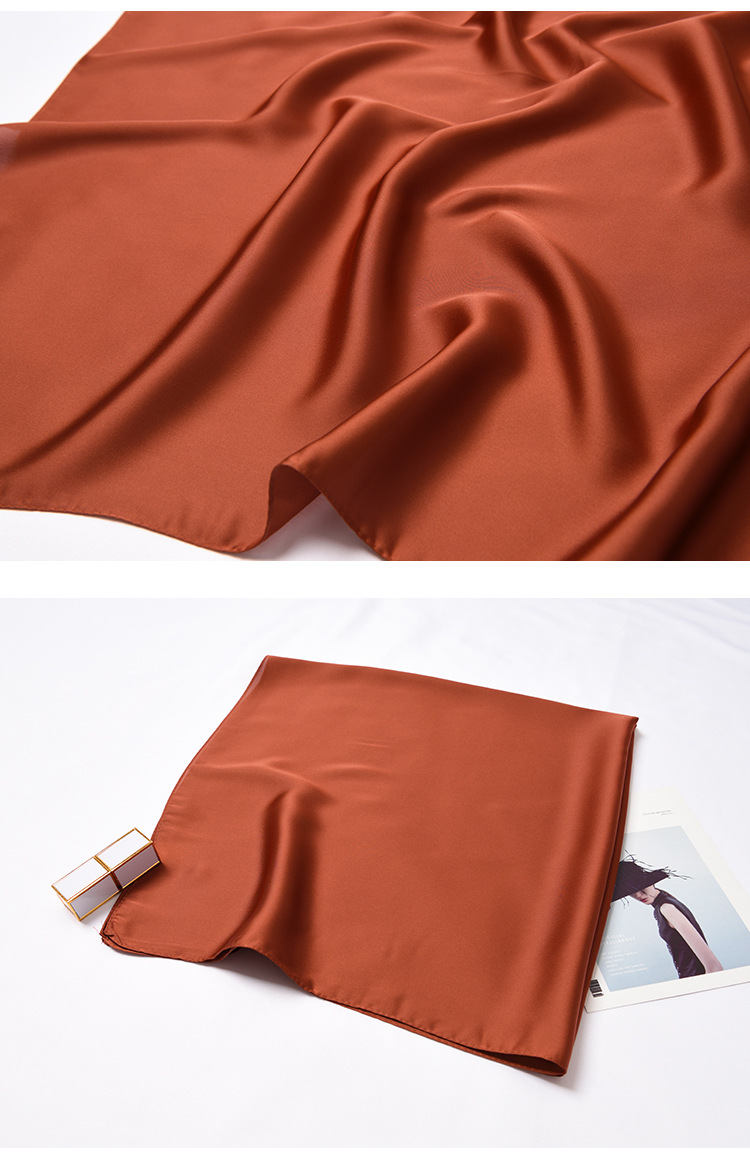 123g Weight Silk Scarf Classification Daily Occasion Satin Material Solid Color Pattern Summer, Spring, Autumn Season Women'S Gender Simple Style Style Women's Simple Style Solid Color Satin Silk Scarves 16