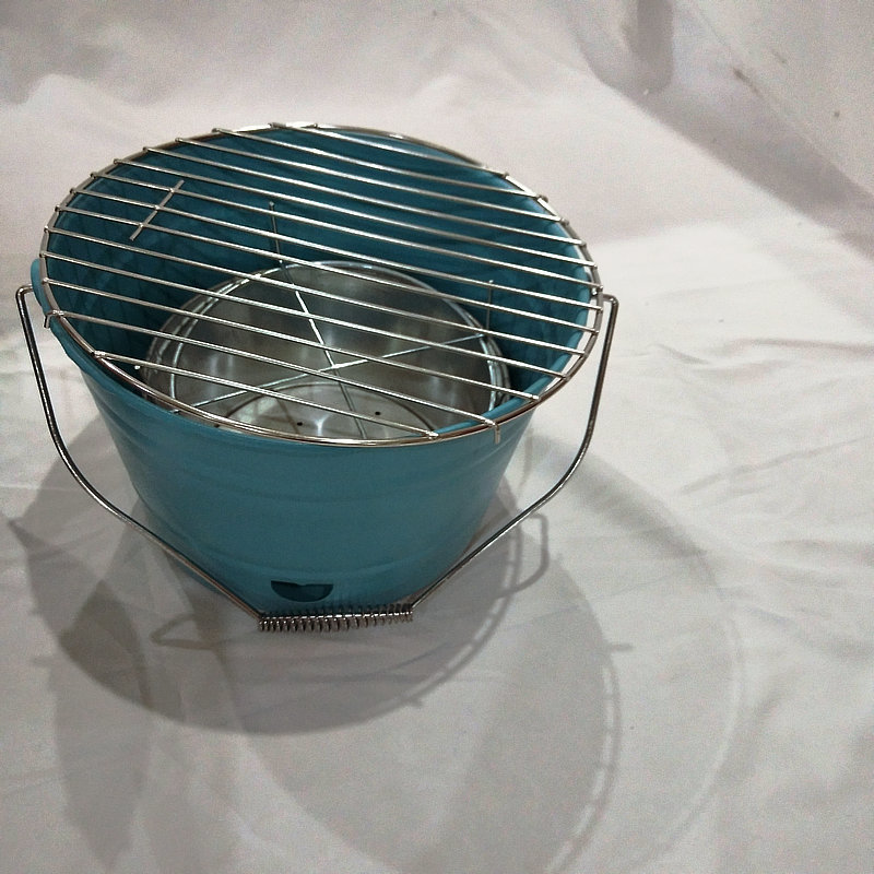 Suministro directo de fábrica cubo estufa mango barbacoa horno cubo redondo forma barbacoa parrilla color carbón barbacoa horno