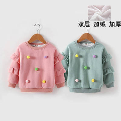 【童装一件代发 包邮】儿童卫衣圆领长袖女童加绒加厚卫衣ins童装|ms