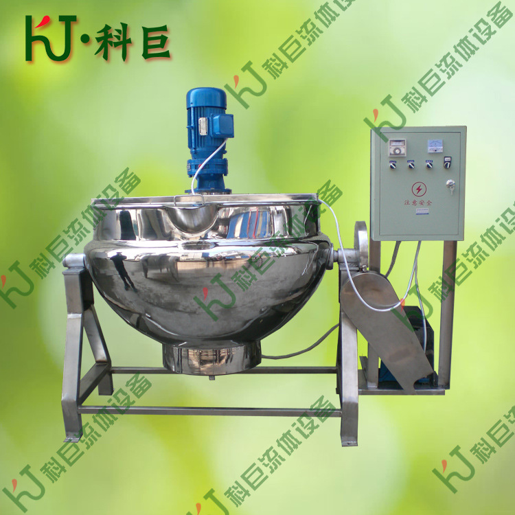 电动倾斜出料夹层锅 电动搅拌夹层蒸煮锅 咖喱酱电磁搅拌锅