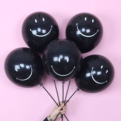 2.8克加厚乳膠廠家批 圓形婚慶裝飾廣告氣球logo 黑黃笑臉氣球