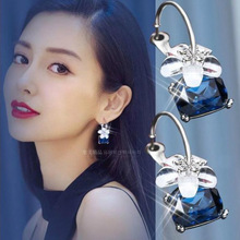 E35明星誇張大氣潮流時尚耳飾品水晶櫻花耳圈耳釘女氣質韓國耳環