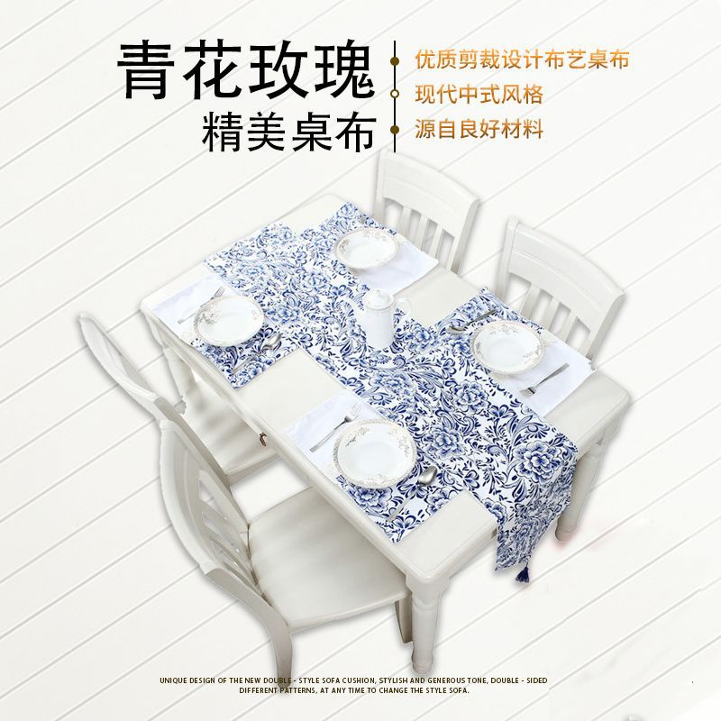Factory Outlet New Chinese style Jacquard weave Table flag Chinese style classical tablecloth a living room table Coffee table Blue and white porcelain