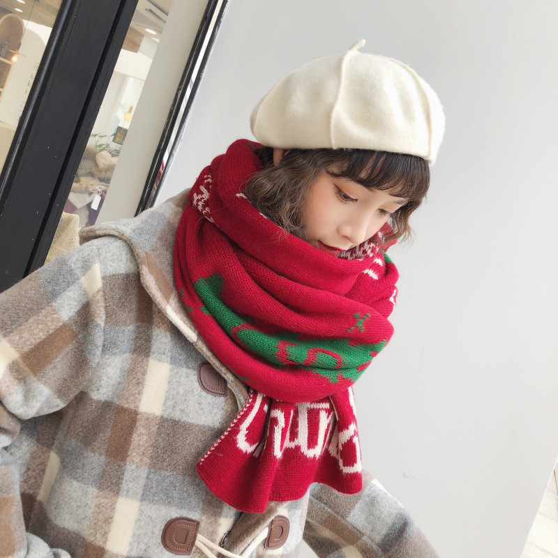 Paire de châles chauds en tricot d'hiver de Noël pour sœurs et étudiantes, écharpe douce, cadeau de Noël_voghion.com