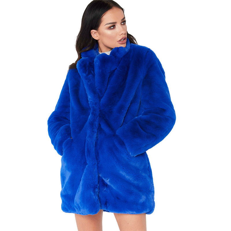 Imitation Fur Jacket Winter Women's Overoutwear 2025 Fluffy Faux Fur Warm Coat Overoutwear Long Sleeve Jacket