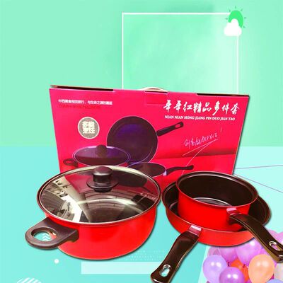 Flat bottom non-stick cookware Cookware Three-piece Suite Colorful Three-piece Suite originality Promotional Gifts Lettering logo