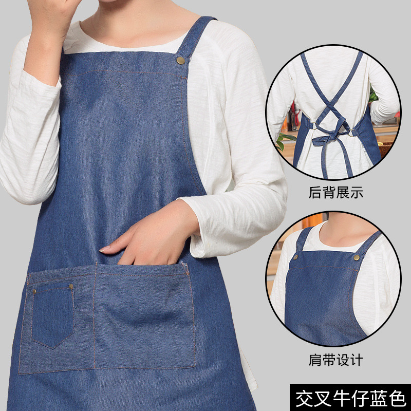 Delantal de lona personalizada impresión leche té Cafetería Restaurante hornear manicura moda coreana hombres y mujeres Ropa Trabajo