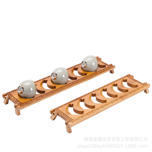 Solid wood ebony tea cup holder Kung Fu tea set accessories tea ceremony tea tray storage rack cup drying rack tea coaster coaster wooden