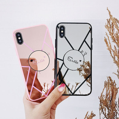 创意日韩镜面适用iphonexs max手机壳7/8plus女款vivo/oppo软壳