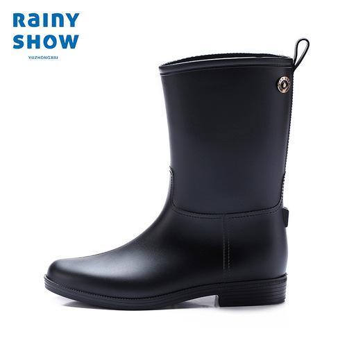 Rainy Day Fashion: European and American Style Simple Women's Rain Boots Mid-Calf Non-Slip Rain Shoes Wholesale Factory Direct Sales for Women