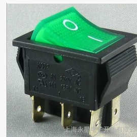 上开 上海永星船型开关KCD4 KCD2-22NC 16A 6脚带灯 绿色220V