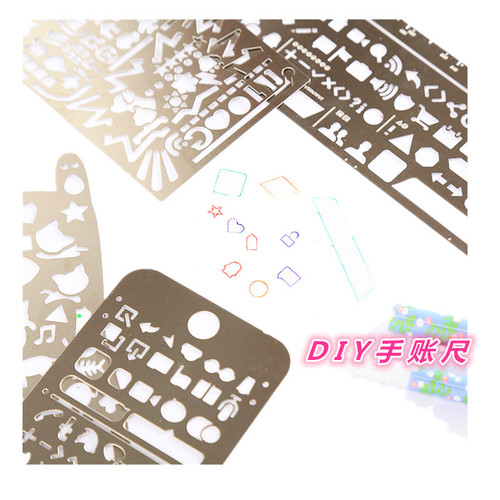 Creative multifunctional drawing graffiti bookmark handbook ruler stainless steel painting template ruler graphic lace ruler customization