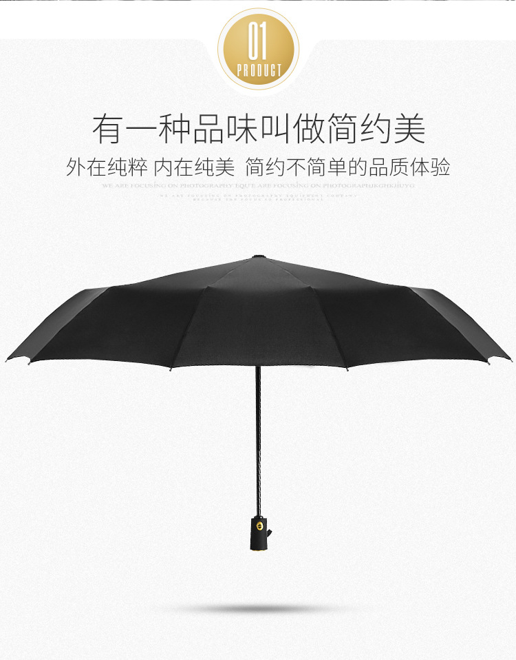 Classic black handle automatic umbrella_04