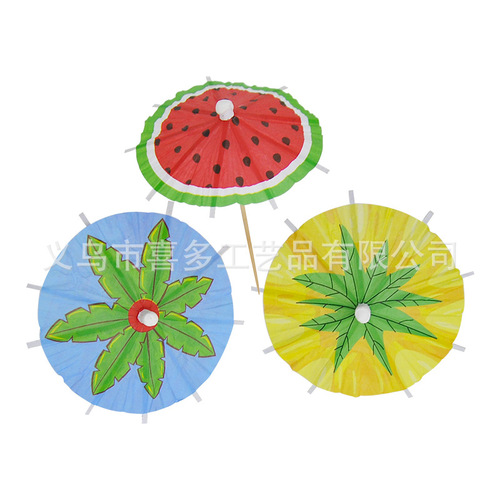 Summer theme party decorations watermelon paper umbrella sign small flower umbrella sign fruit sign drink juice cocktail sign