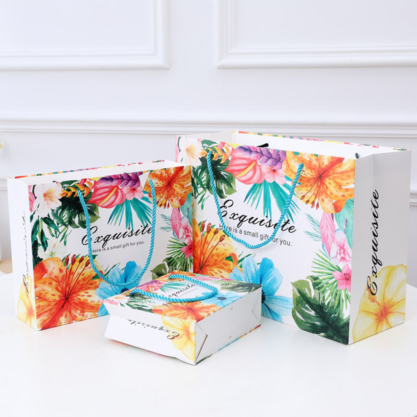 New tropical flower watercolor gift bag clothing bag paper bag…