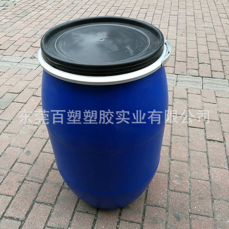 厂家直销全新料PE加厚120L升法兰铁箍桶125kg公斤大口塑料化工桶