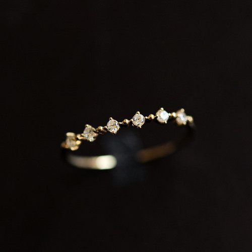 s925 sterling silver plated 14K gold super beautiful broken zirconium diamond ring finger extremely fine Japanese foreign trade versatile small fresh appearance