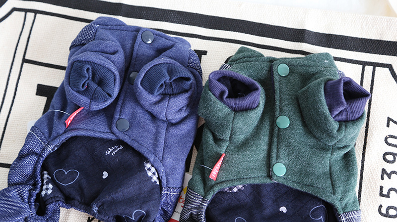 单口袋牛仔背带四脚衣