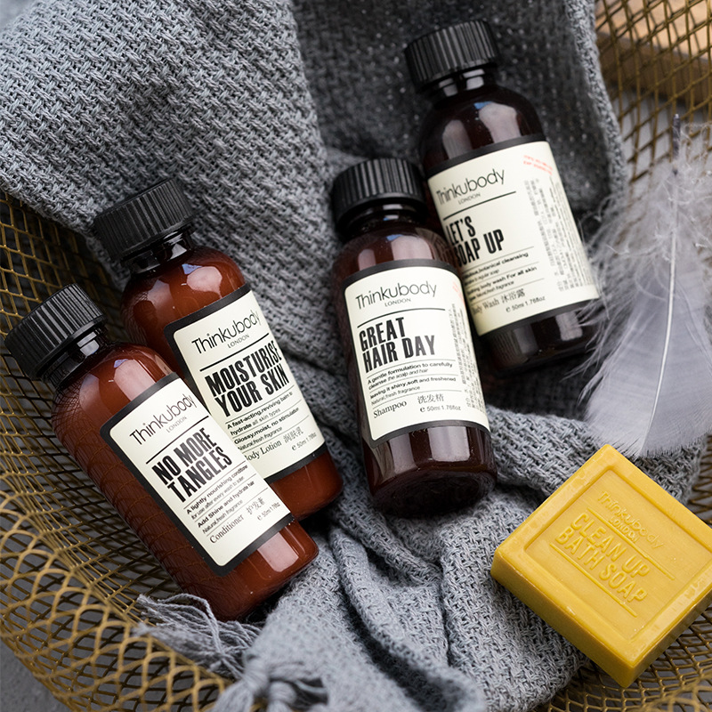 50ml British Thinkubody Travel B&B Hotel Disposable Shampoo Shower Gel Moisturizer Conditioner