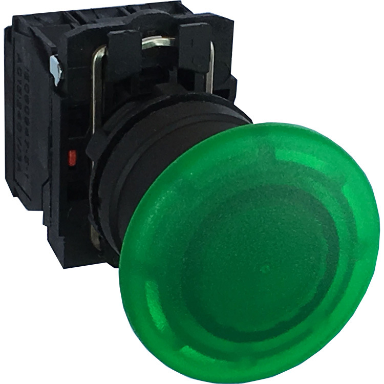 XB5红绿黄黑白蓝防水型带灯蘑菇头按钮开关带灯DC12VDC24VAC220V