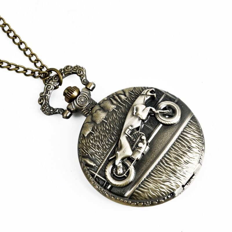 Large Bronze Wolf cycling pocket watch wholesale 9042