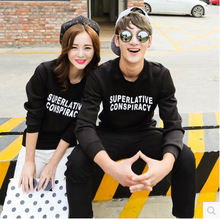 一件代发秋冬季新款圆领韩版大码长袖情侣装卫衣男女班服T恤批发