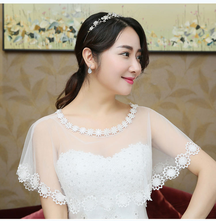 2019 新娘披肩蕾絲紗披肩伴娘旗袍外披壹字肩外套白色女飾品配件