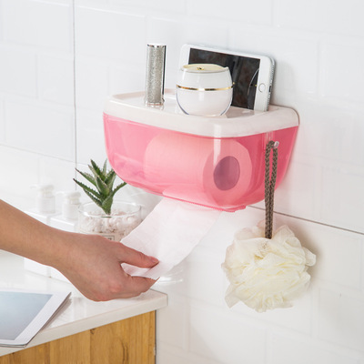 壁挂免钉卷纸抽纸纸巾盒 创意简约塑料卫生间防水厕所时尚