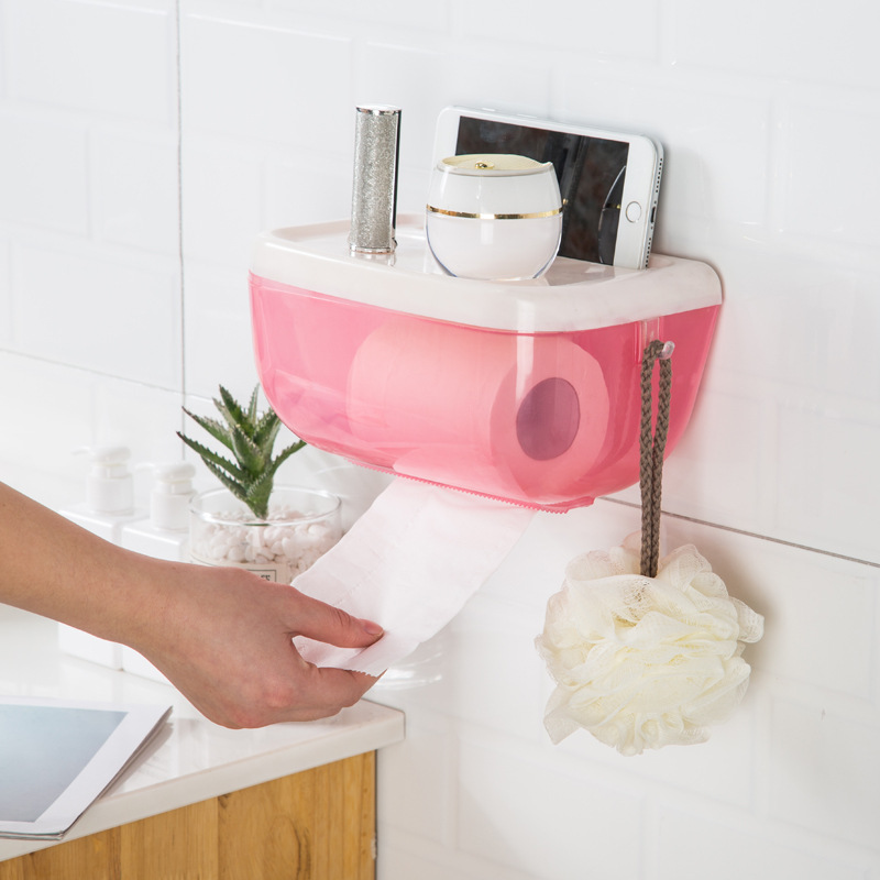 壁挂免钉卷纸抽纸纸巾盒 创意简约塑料卫生间防水厕所时尚