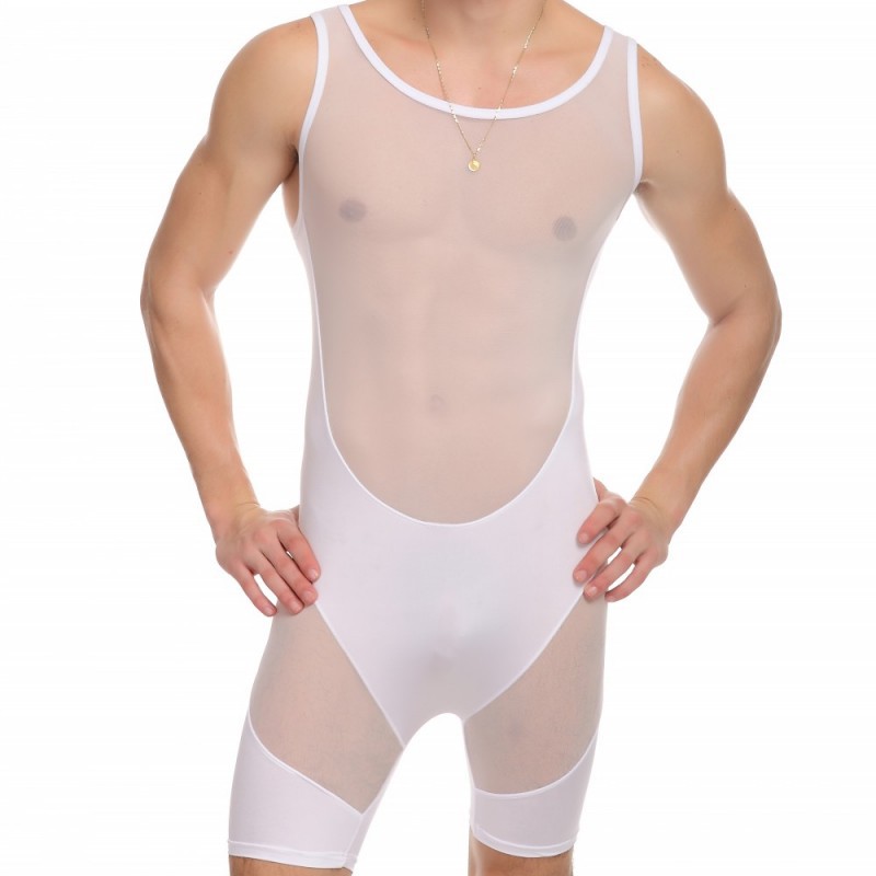 Wholesale Men's Underwear Couple's Mesh Sexy Lingerie Bodysuit Sheer Middle Thigh Panties Bodysuit Men's Style 320