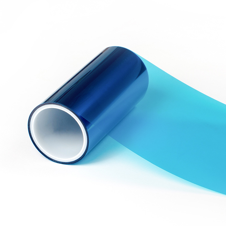 现货易剥离50u蓝色热转印PET氟素离型膜 耐高温蓝色PET离型薄膜批