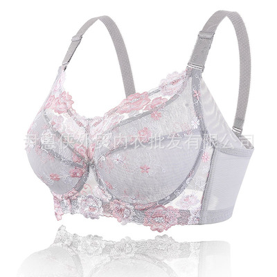 外貿超薄大碼文胸 胖MM大碼刺繡超薄文胸 全罩杯調整型文胸