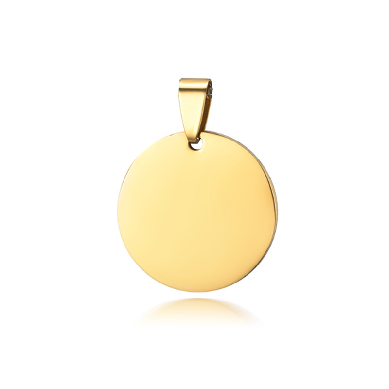 공장 도매 스테인레스 스틸 군사 브랜드 티타늄 스틸 18K 진공 도금 펜던트 보석 레이저 조각 빈 개 라운드 브랜드