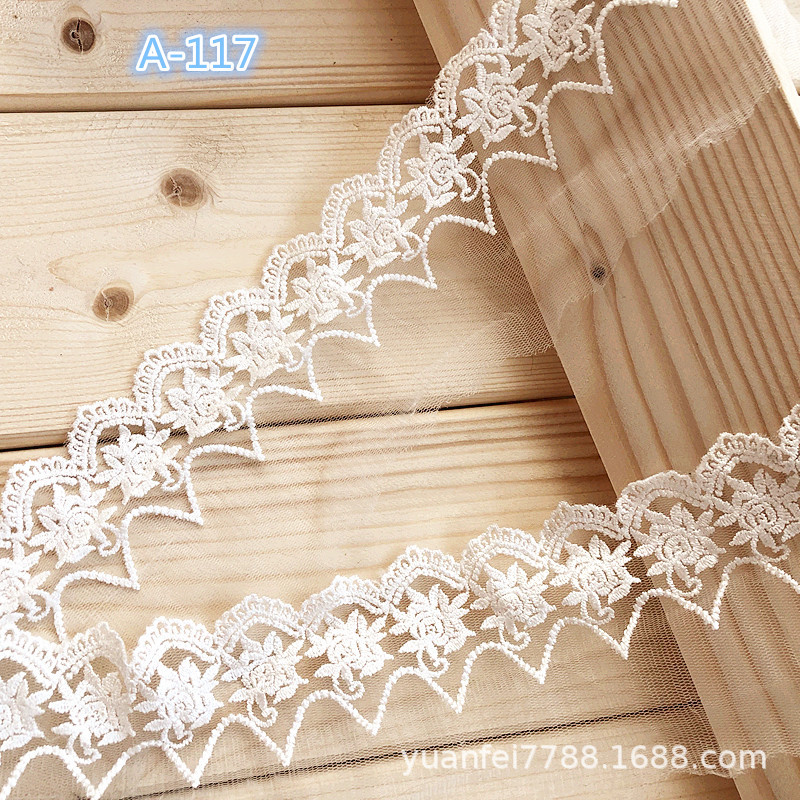 A-117厂家直销人造丝花朵刺绣花边DIY服装辅料8cm布贴混批加工