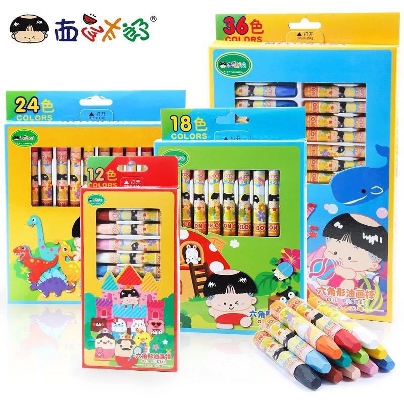 Children crayons suit 12/24/36 Watermelon Taro kindergarten baby security Cartoon washing Oil painting stick