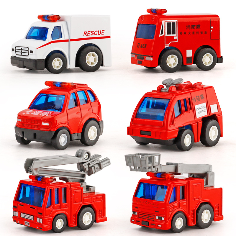 儿童玩具掌中宝迷你5CMQ版回力口袋合金消防车模型可搭配停车场景