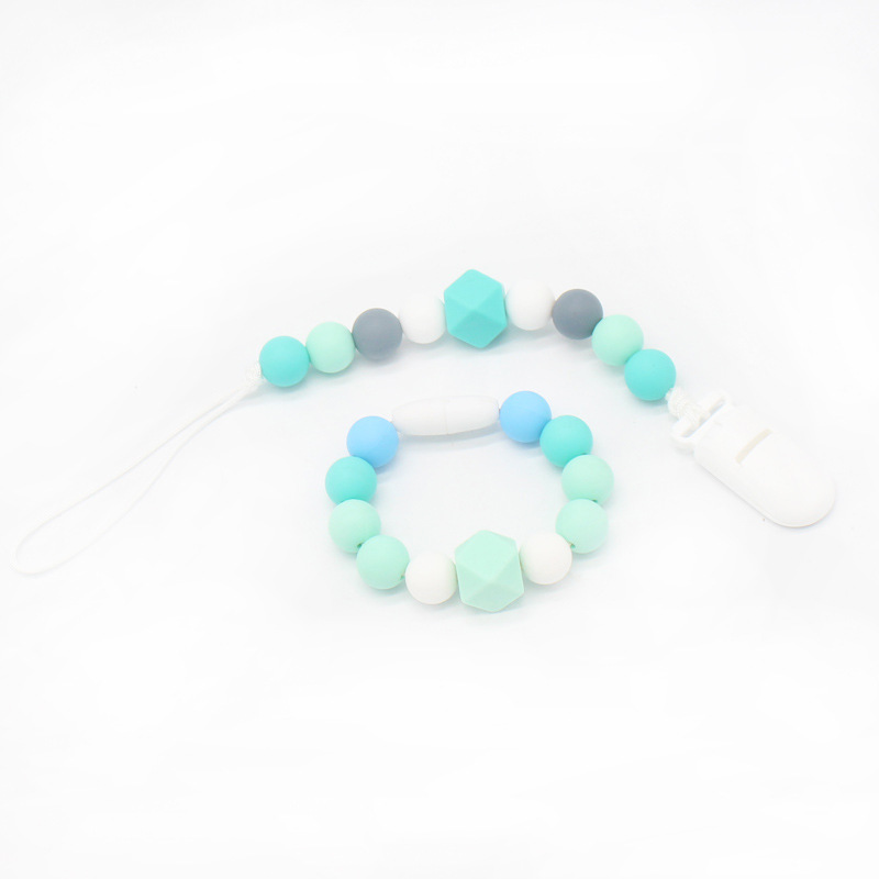 INS popular cadena de chupete suministros para bebés clip de chupete de silicona Amazon mordedor cadena anti-caída cinturón