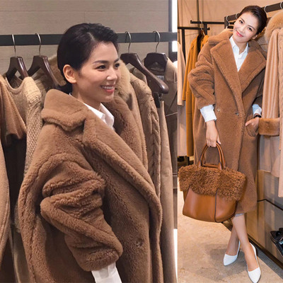 2019秋冬款宽松皮毛一体仿皮草外套女装中长款大风衣羊羔毛加厚潮|ru
