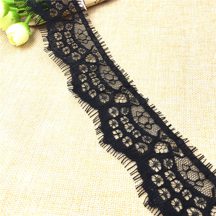 高品质厚版电锦纶无弹睫毛蕾丝花边 内衣领口袖口出口睫毛花边
