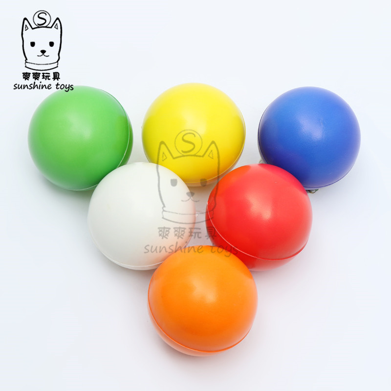 厂家63mm实心光面pu球发泡海绵压力球训练握力球广告礼品印刷Logo详情2