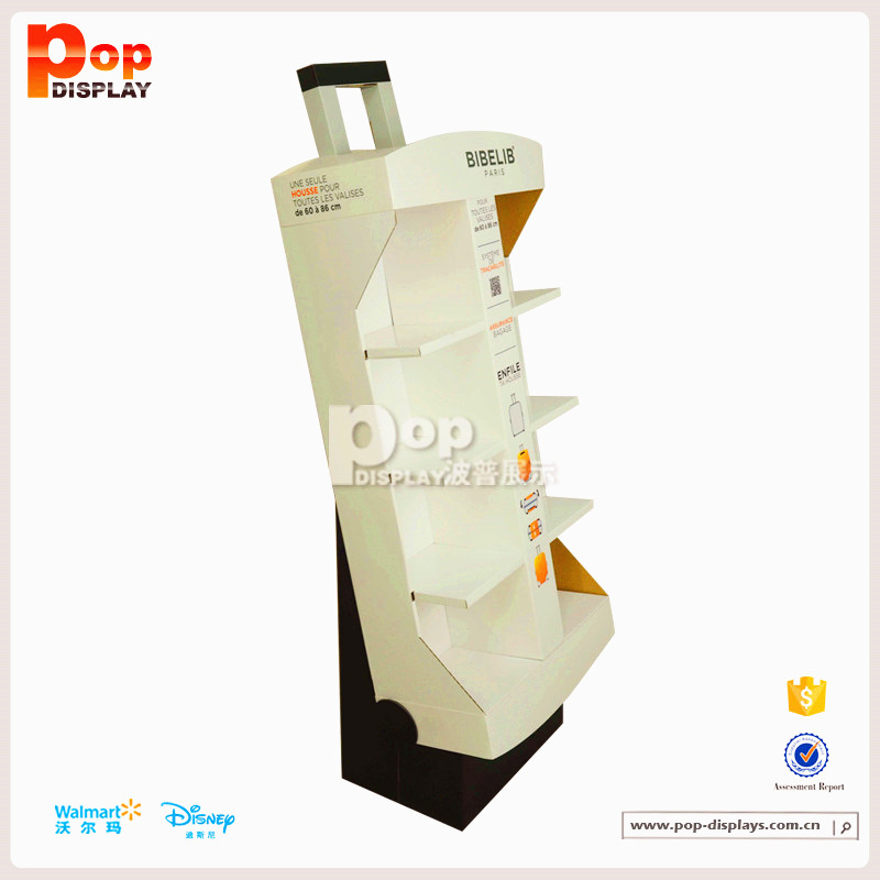 创意拉杆式纸货架 展会纸拉杆箱 可定制伸缩带轮子 波普厂家直销