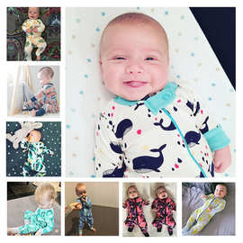 2025外贸款ins棉鲸鱼春秋季哈衣宝宝连体衣新生儿爬服一件代发