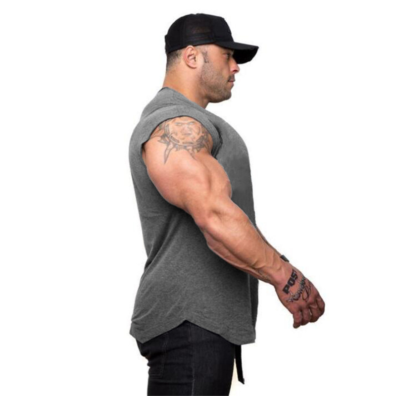 Muscle fitness color sólido vacío algodón Chaleco de los hombres deportes entrenamiento Delgado chaleco sin mangas