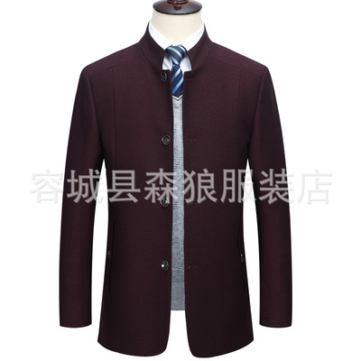 春秋新款休闲上衣批发男士茄克外套中老年立领派克商务男装夹克