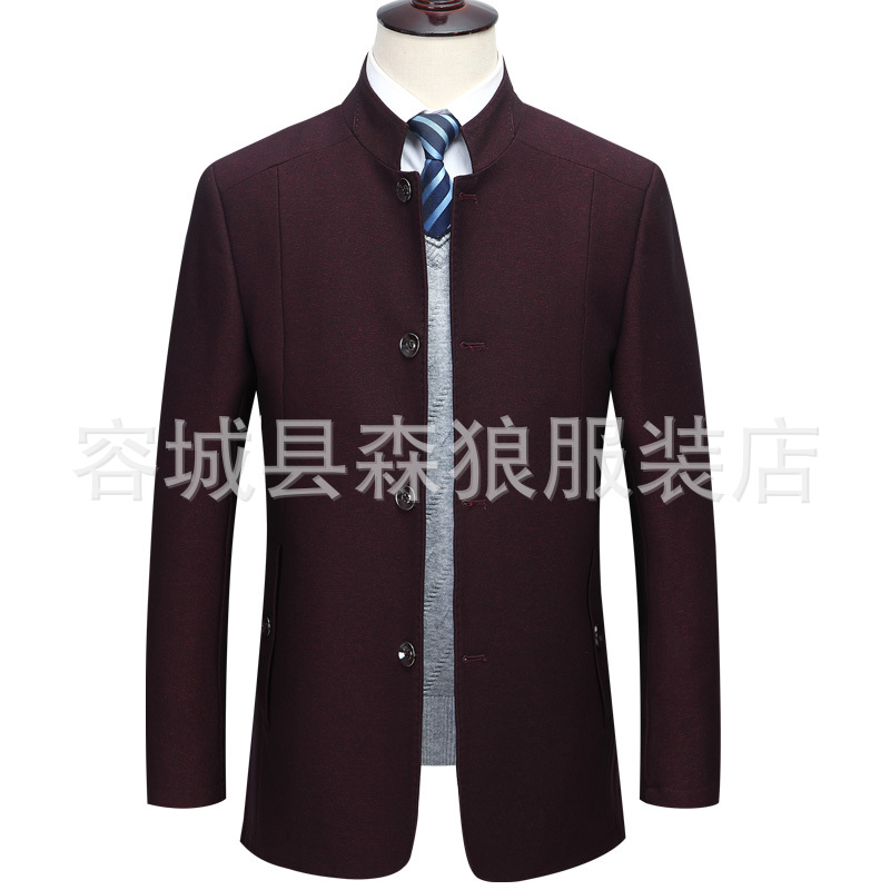 春秋新款休闲上衣批发男士茄克外套中老年立领派克商务男装夹克