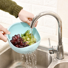 Plastic drain basket rice washer sieve household fruit tray fruit bowl vegetable basket thick fruit and vegetable washing basket