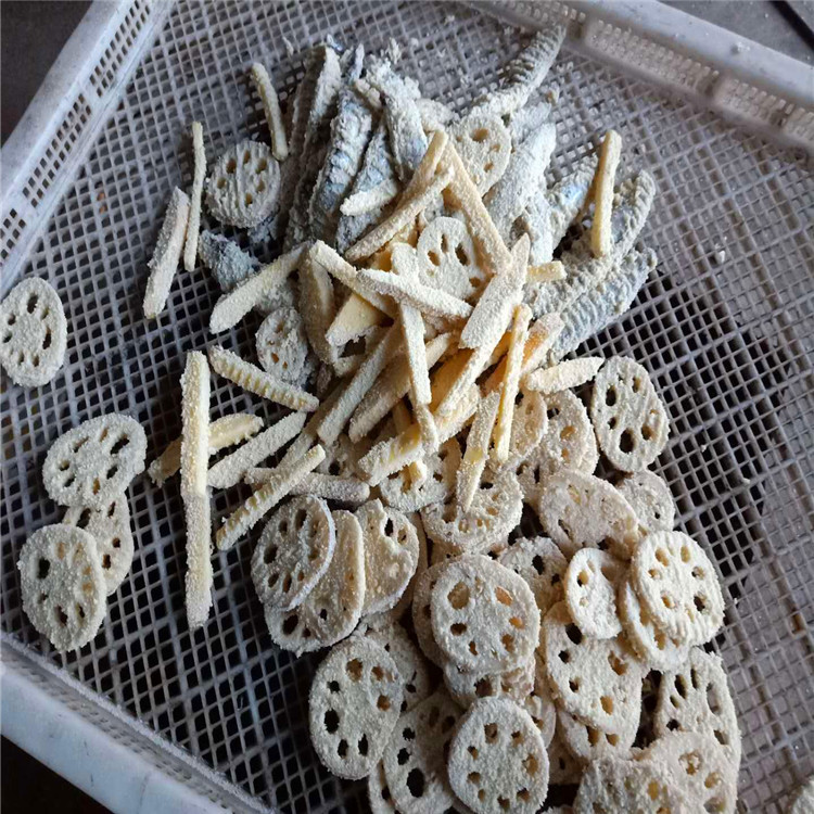 土豆片 牛蒡条稀浆浓浆打浆机配套上浆裹粉上糠油炸设备生产线