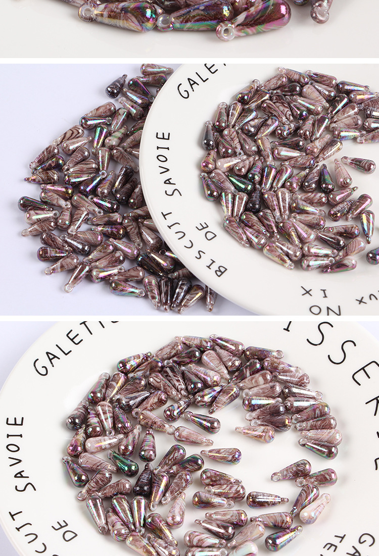 diy pendant acrylic beads wholesale, water-drop-shaped hanging hole beads jewelry, handcrafted bead stringing accessories, loose beads detail image 4