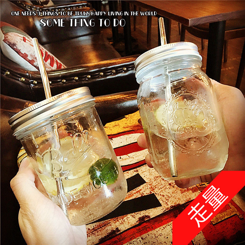梅森杯标口柠檬咖啡冷饮杯轻食沙拉奶昔瓶ball冷萃玻璃密封罐